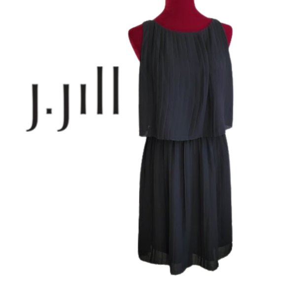 J. Jill Woman's Layered Pleated Knee Length Sleeveless Black Dress SP NEW $129 - Picture 3 of 14
